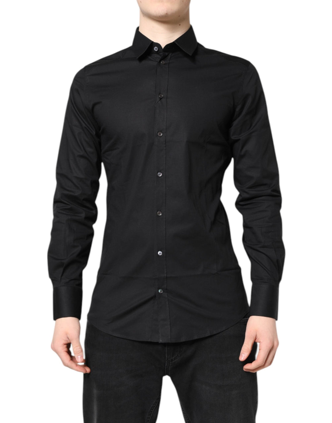 Men’s Dolce &amp; Gabbana Black Gold Cotton Long Sleeves Dress Shirt