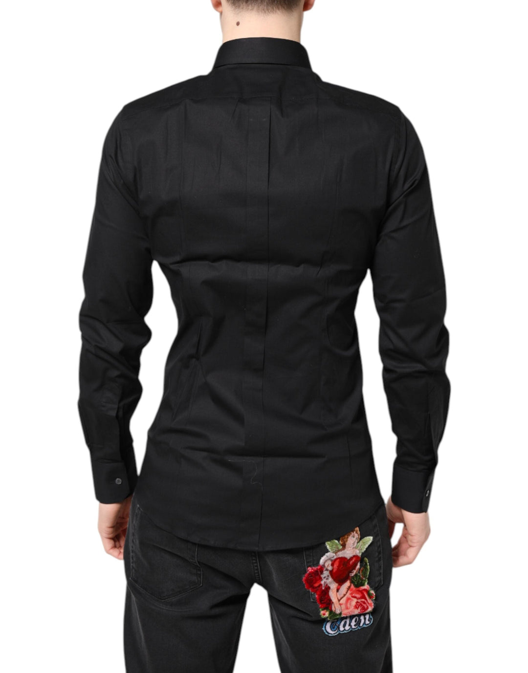 Men’s Dolce &amp; Gabbana Black Gold Cotton Long Sleeves Dress Shirt