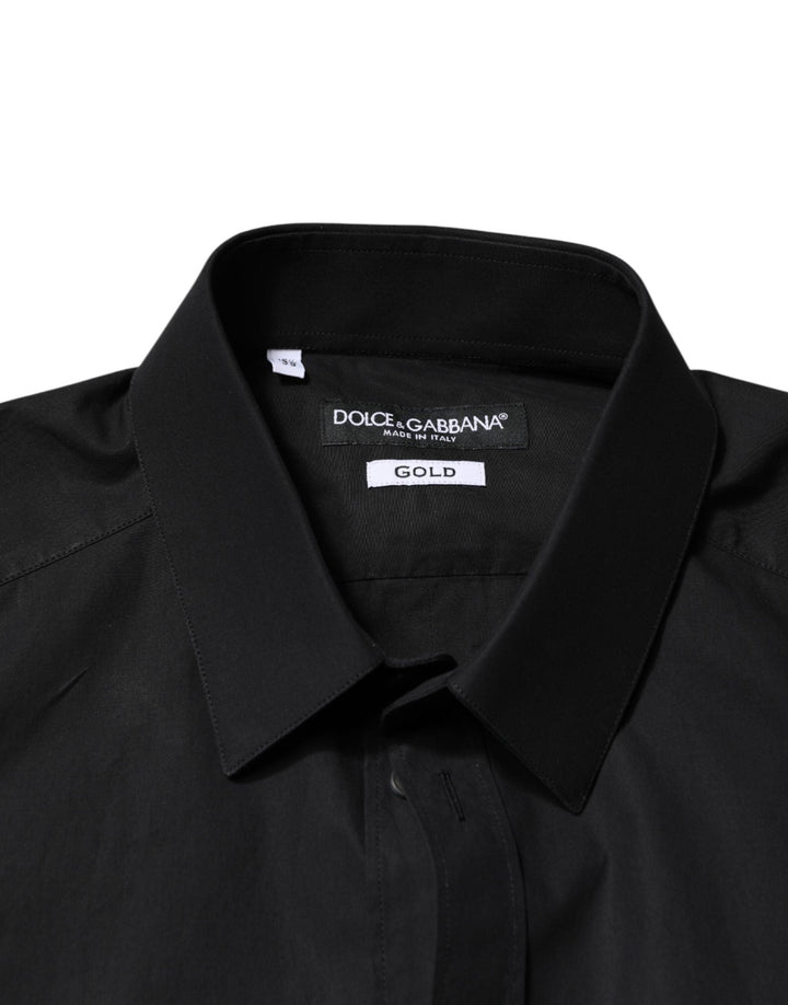 Men’s Dolce &amp; Gabbana Black Gold Cotton Men Dress Formal Shirt