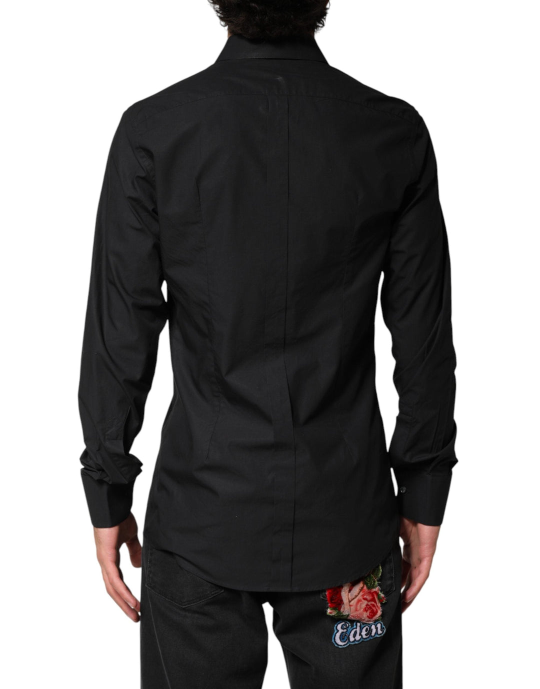 Dolce &amp; Gabbana Black Gold Cotton Men Dress Formal Shirt
