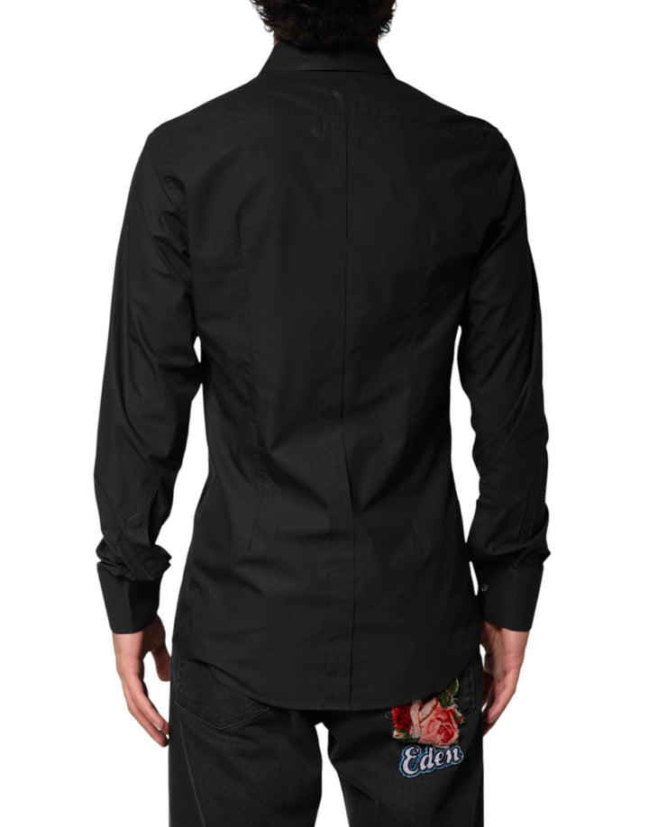 Dolce &amp; Gabbana Black Gold Cotton Men Dress Formal Shirt