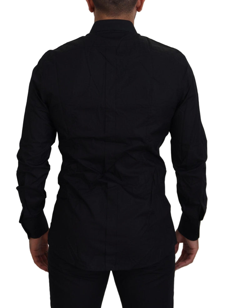 Men’s Dolce &amp; Gabbana Black Gold Crown Slim Fit Dress Formal Shirt
