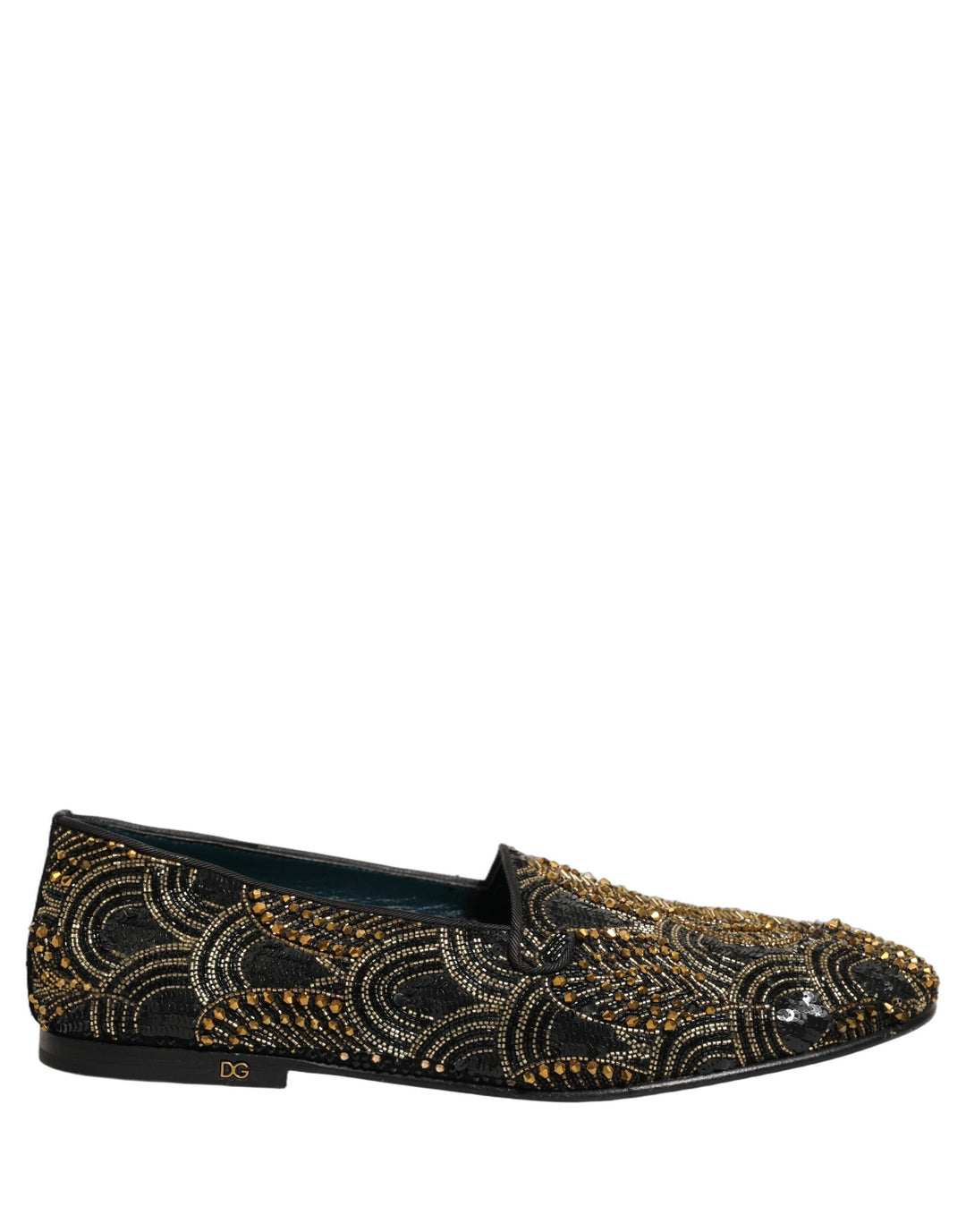 Men’s Dolce &amp; Gabbana Black Gold Embellished Dress Loafers Shoes