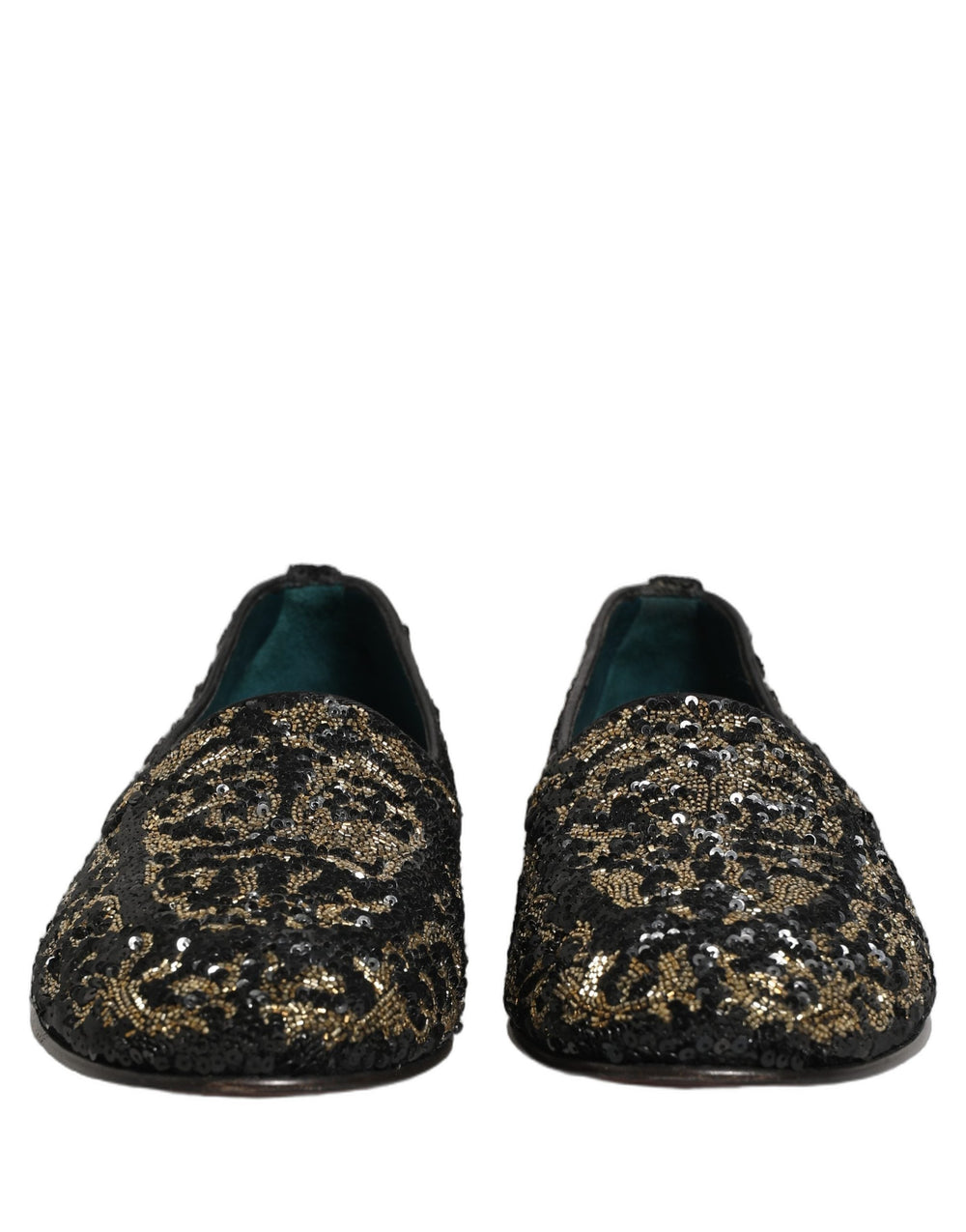 Men’s Dolce & Gabbana Black Gold Embellished Dress Loafers Shoes