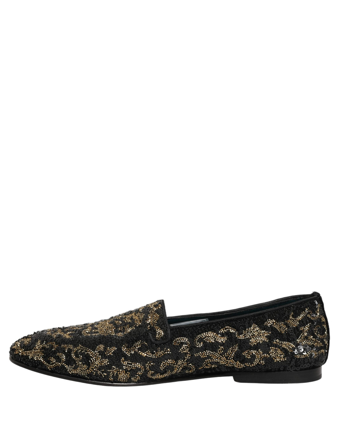 Men’s Dolce &amp; Gabbana Black Gold Embellished Dress Loafers Shoes