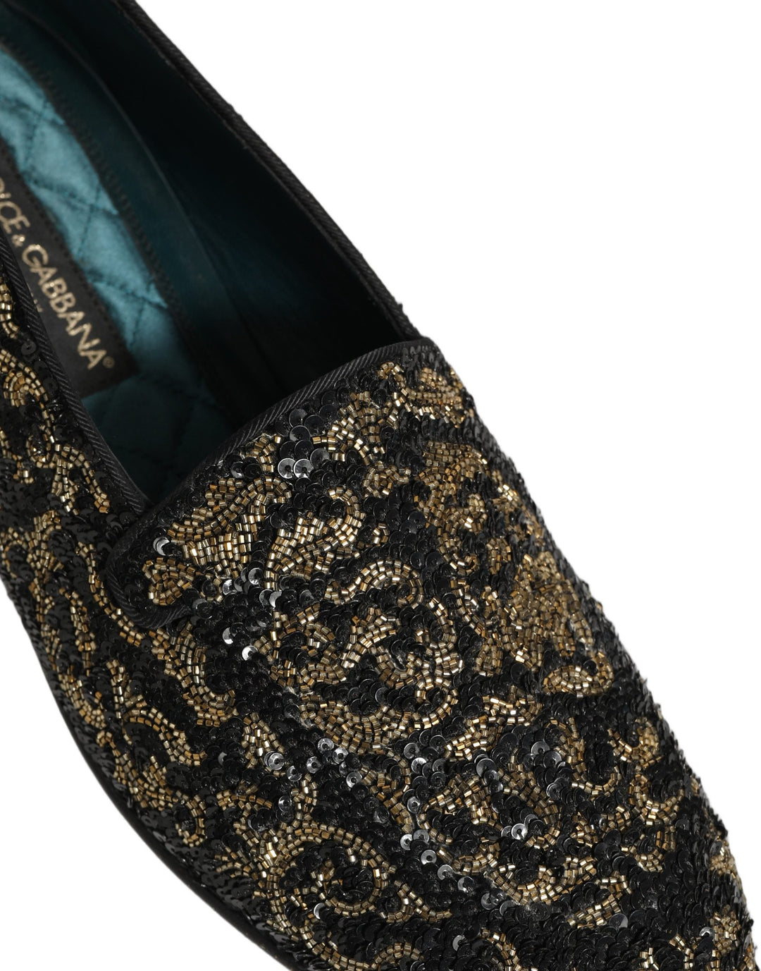 Men’s Dolce &amp; Gabbana Black Gold Embellished Dress Loafers Shoes