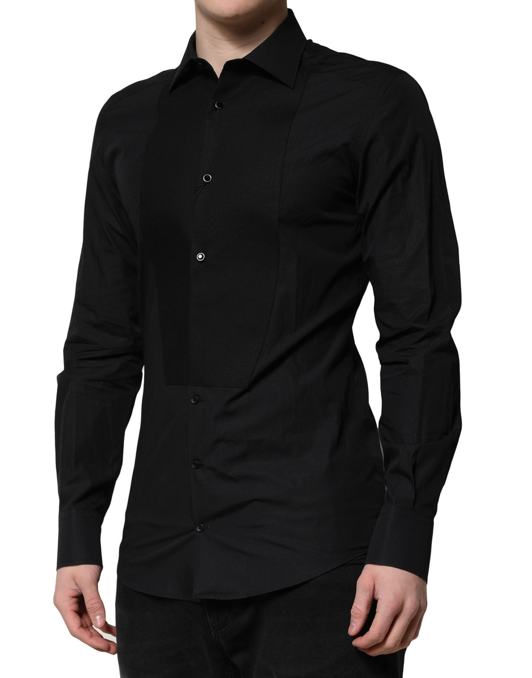 Men’s Dolce &amp; Gabbana Black Gold Long Sleeves Dress Formal Shirt