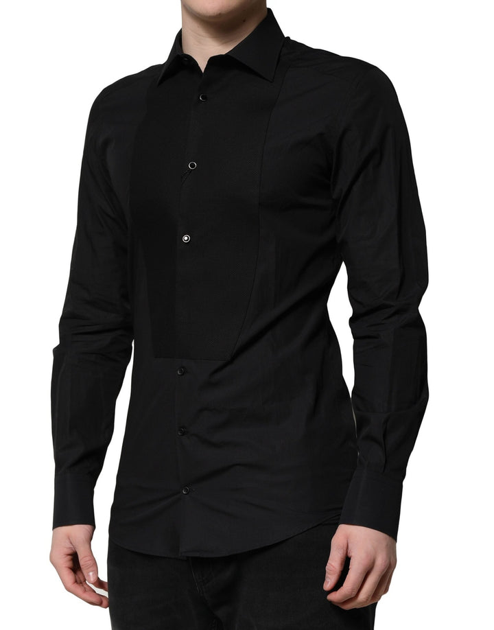 Men’s Dolce &amp; Gabbana Black Gold Long Sleeves Dress Formal Shirt