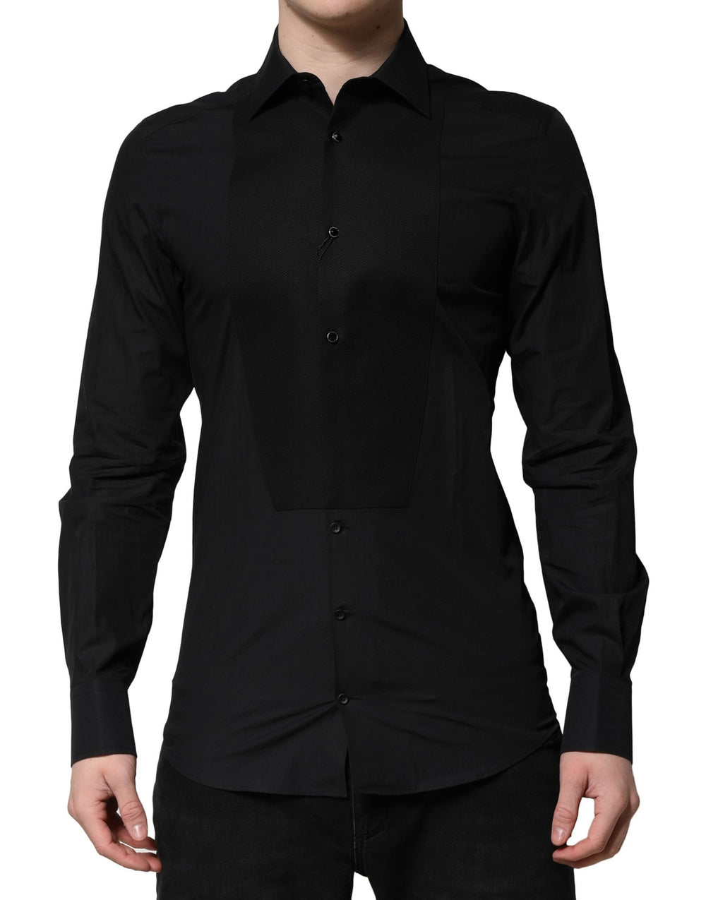Men’s Dolce & Gabbana Black Gold Long Sleeves Dress Formal Shirt