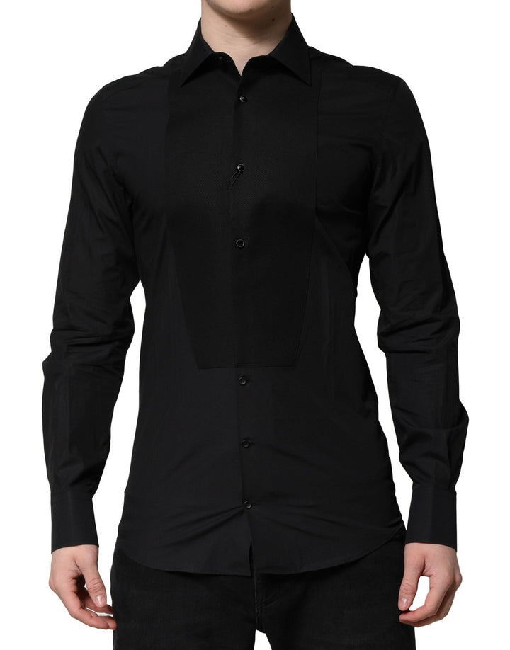 Men’s Dolce &amp; Gabbana Black Gold Long Sleeves Dress Formal Shirt