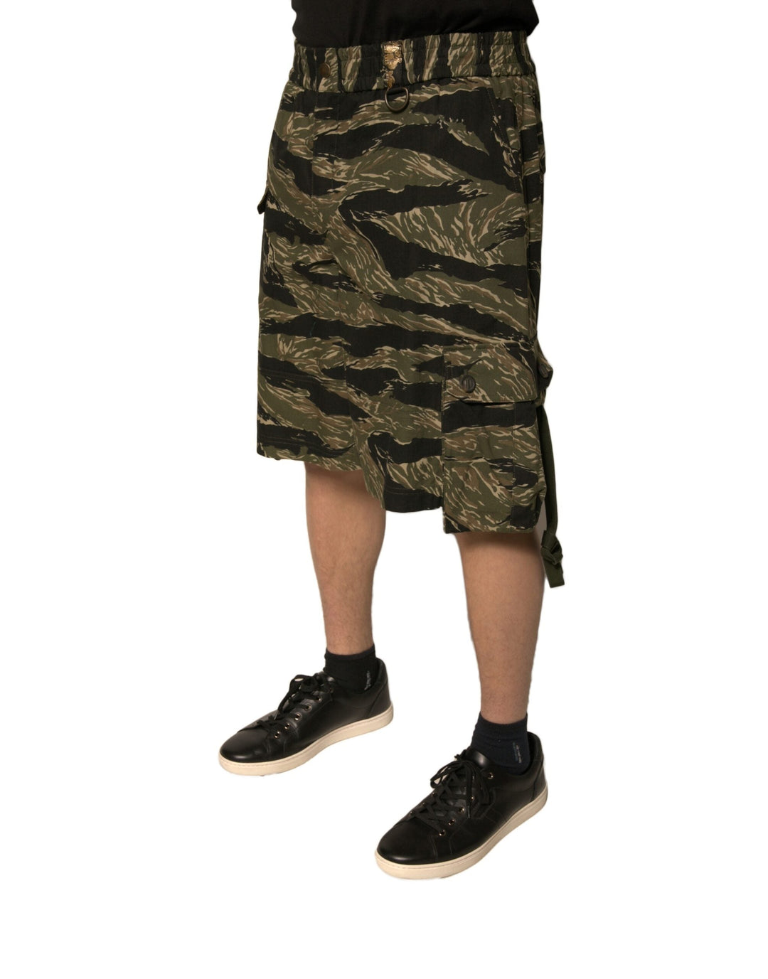 Men’s Dolce &amp; Gabbana Black Gold Patterned Cotton Bermuda Shorts