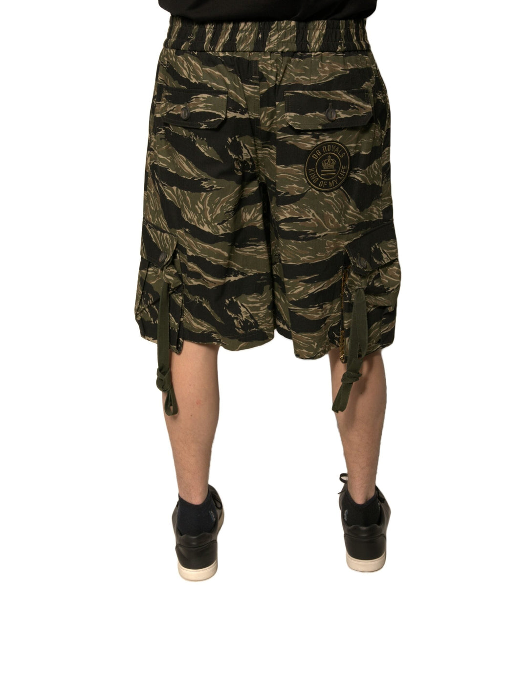 Men’s Dolce &amp; Gabbana Black Gold Patterned Cotton Bermuda Shorts