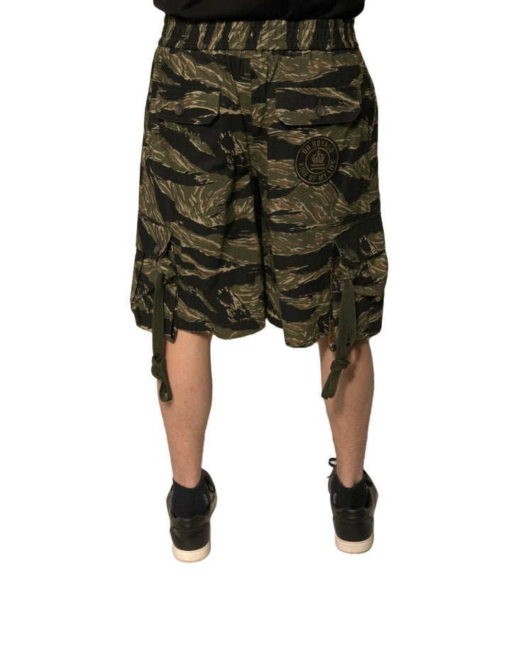 Men’s Dolce &amp; Gabbana Black Gold Patterned Cotton Bermuda Shorts