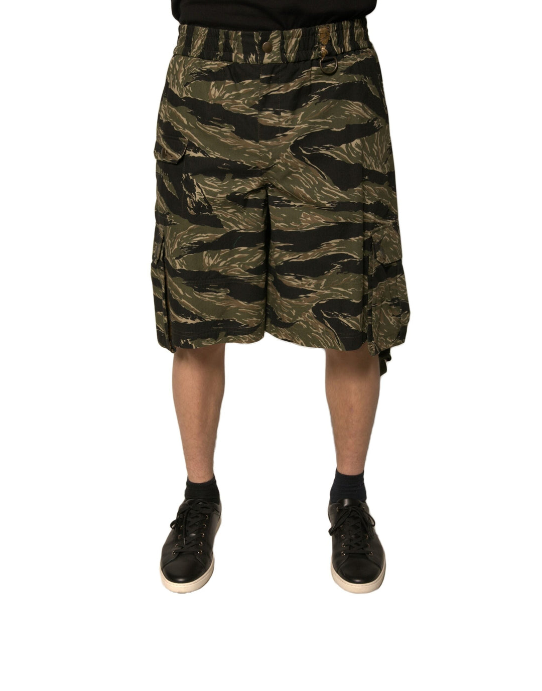 Men’s Dolce &amp; Gabbana Black Gold Patterned Cotton Bermuda Shorts