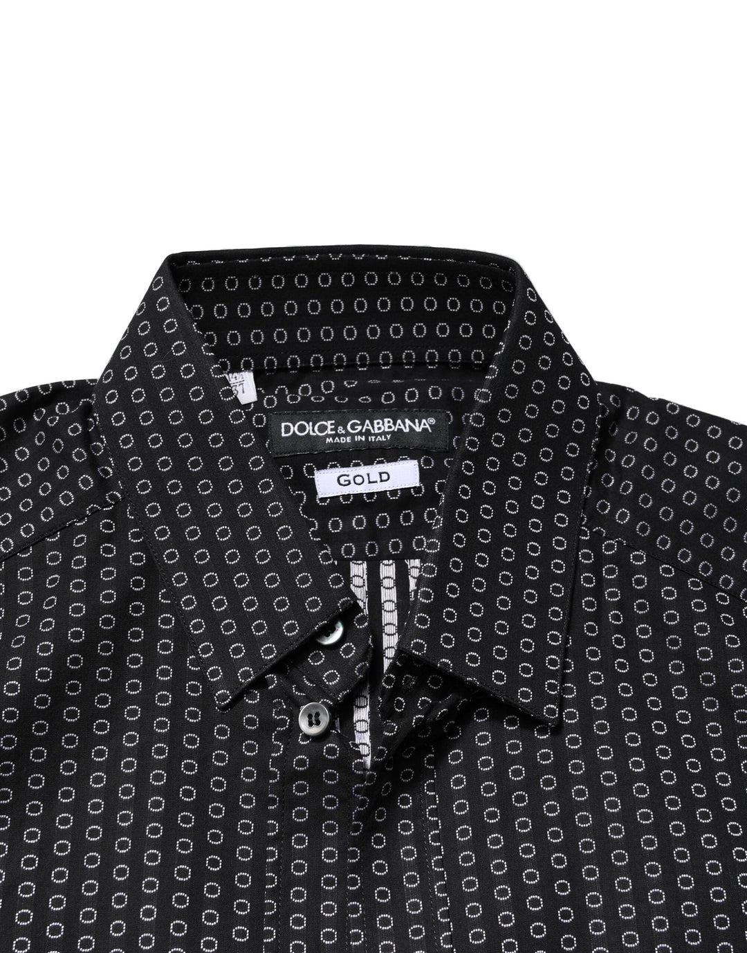Men’s Dolce &amp; Gabbana Black Gold Patterned Cotton Men Dress Shirt