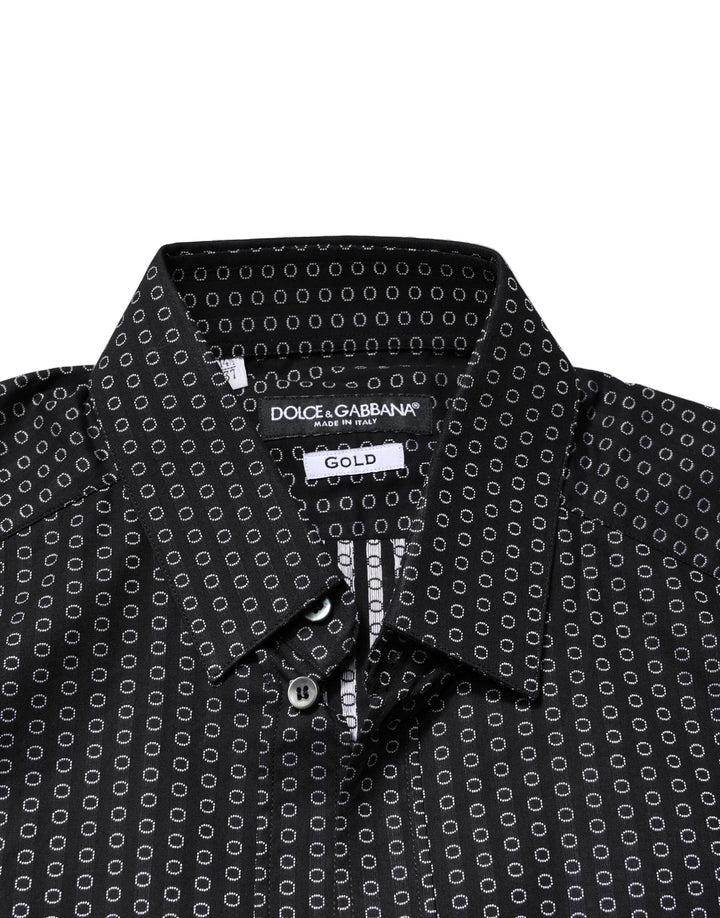 Men’s Dolce &amp; Gabbana Black Gold Patterned Cotton Men Dress Shirt