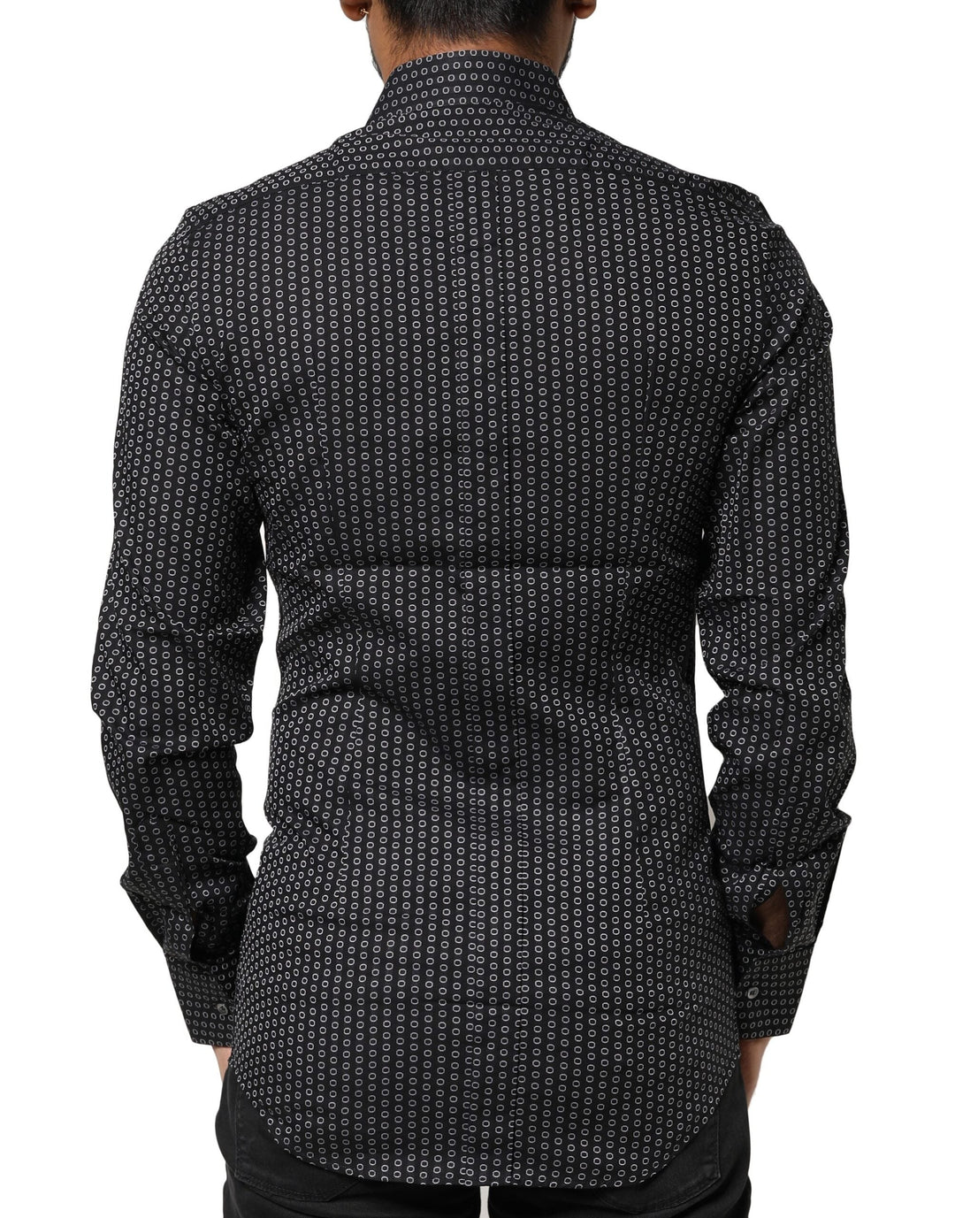 Men’s Dolce &amp; Gabbana Black Gold Patterned Cotton Men Dress Shirt