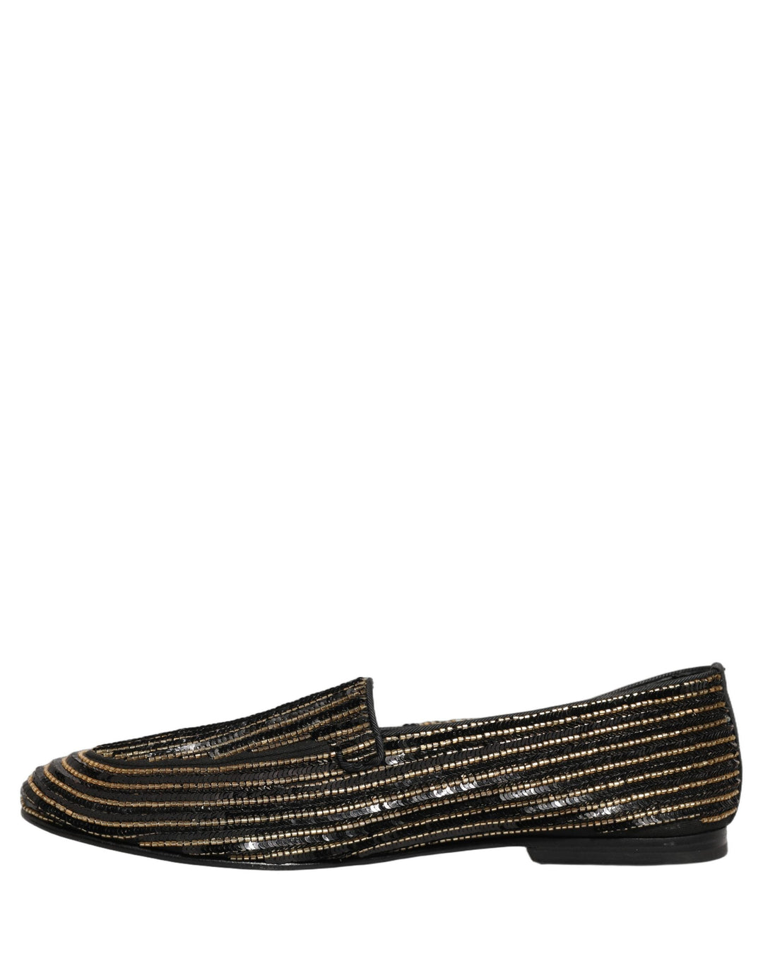 Men’s Dolce &amp; Gabbana Black Gold Sequined Men Dress Loafers Shoes