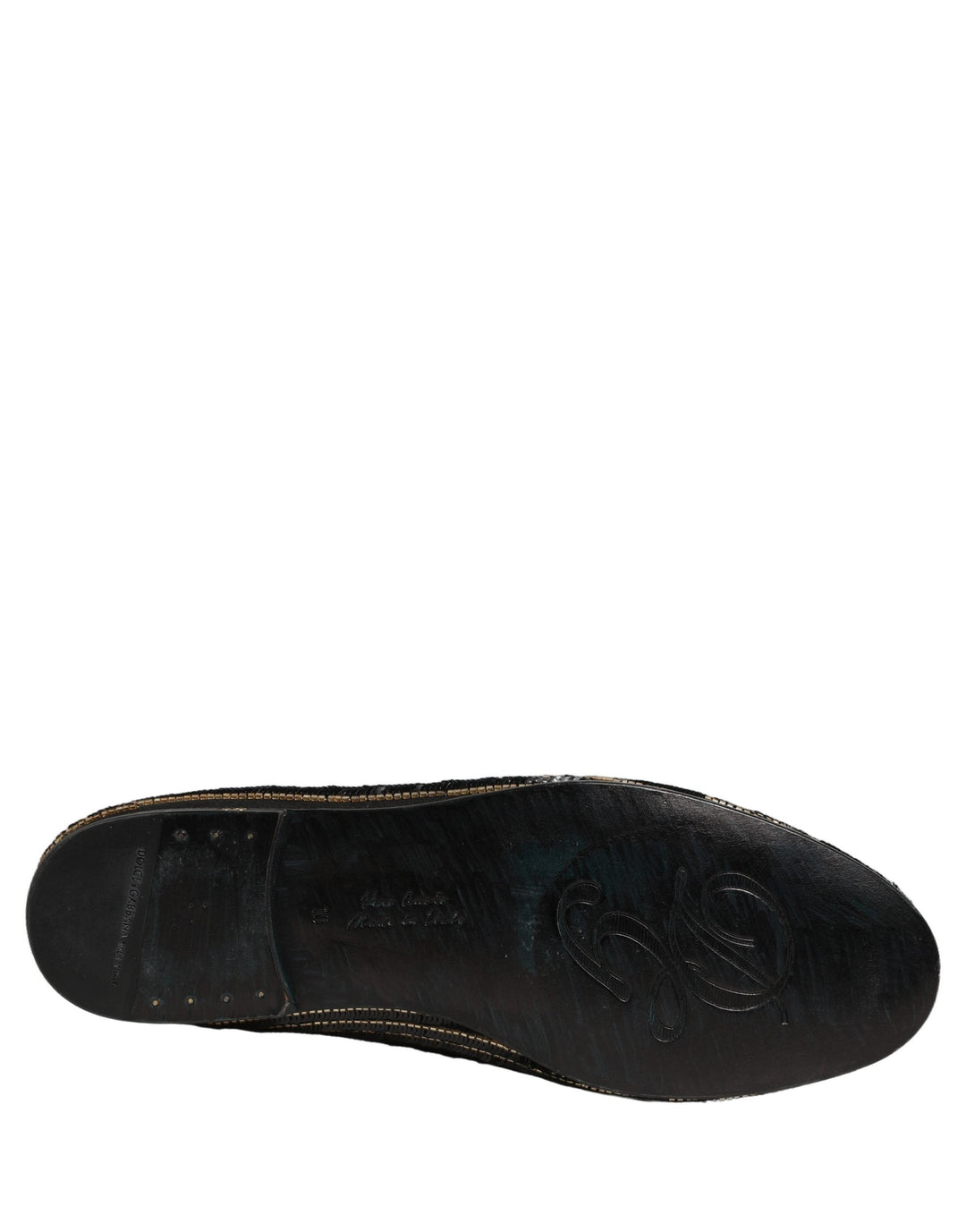 Men’s Dolce &amp; Gabbana Black Gold Sequined Men Dress Loafers Shoes