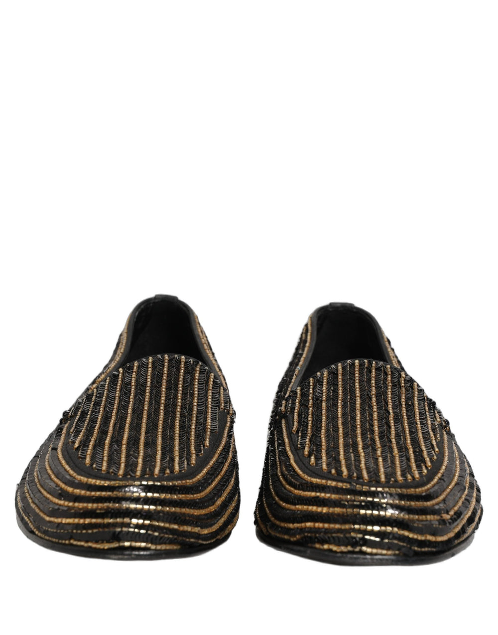 Men’s Dolce & Gabbana Black Gold Sequined Men Dress Loafers Shoes