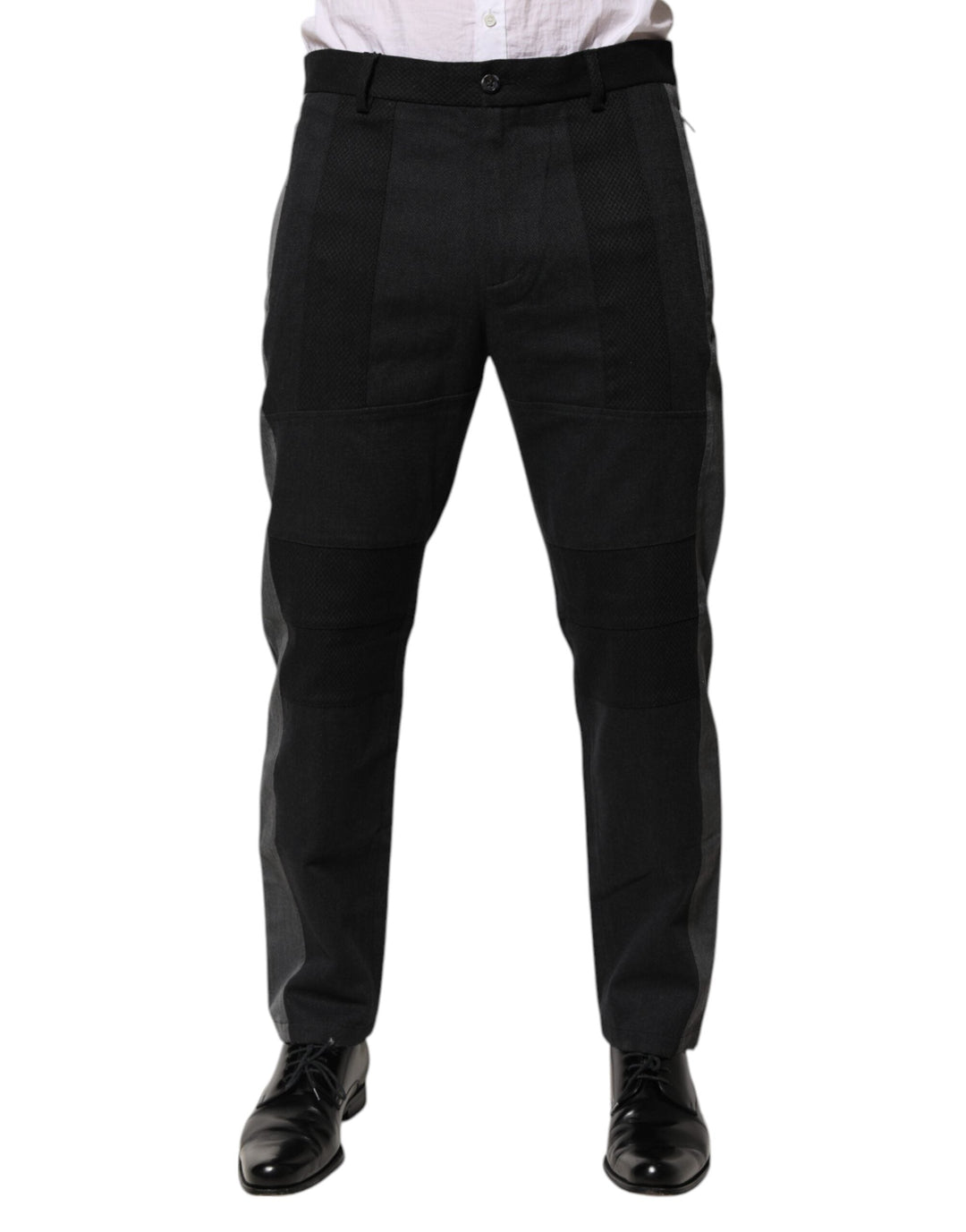 Men’s Dolce &amp; Gabbana Black Gray Cotton Dress Formal Trouser Pants