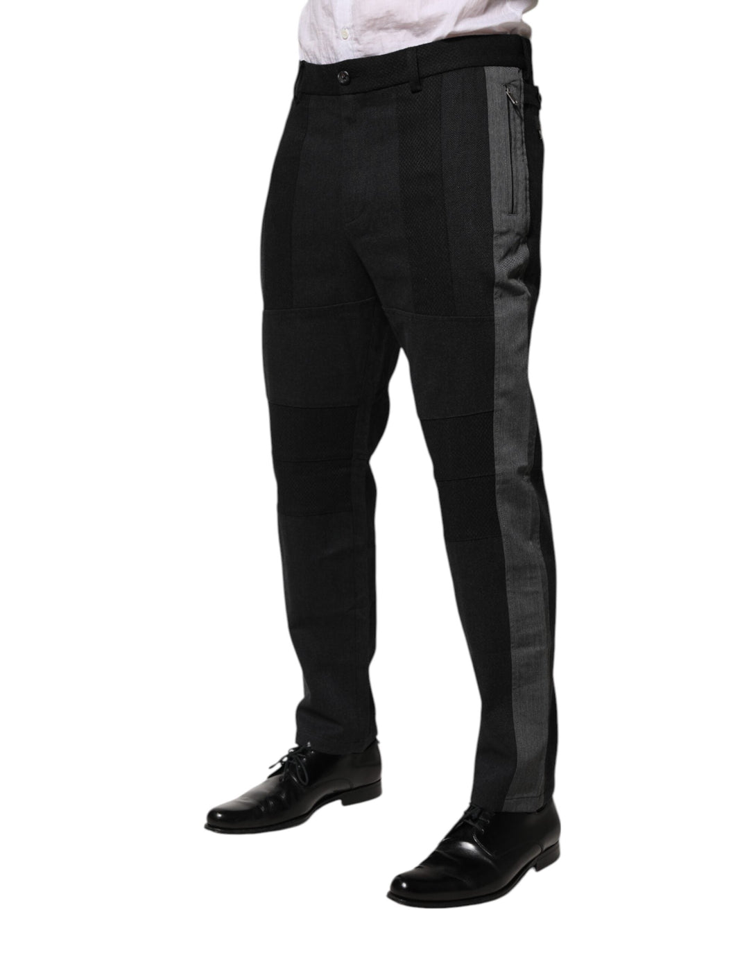 Men’s Dolce &amp; Gabbana Black Gray Cotton Dress Formal Trouser Pants