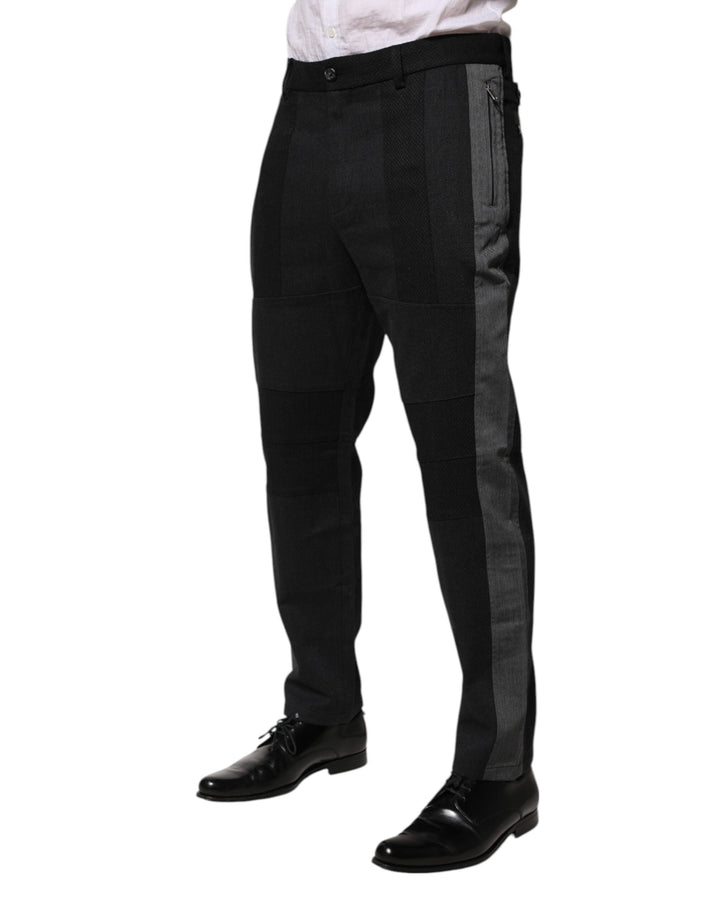 Men’s Dolce &amp; Gabbana Black Gray Cotton Dress Formal Trouser Pants