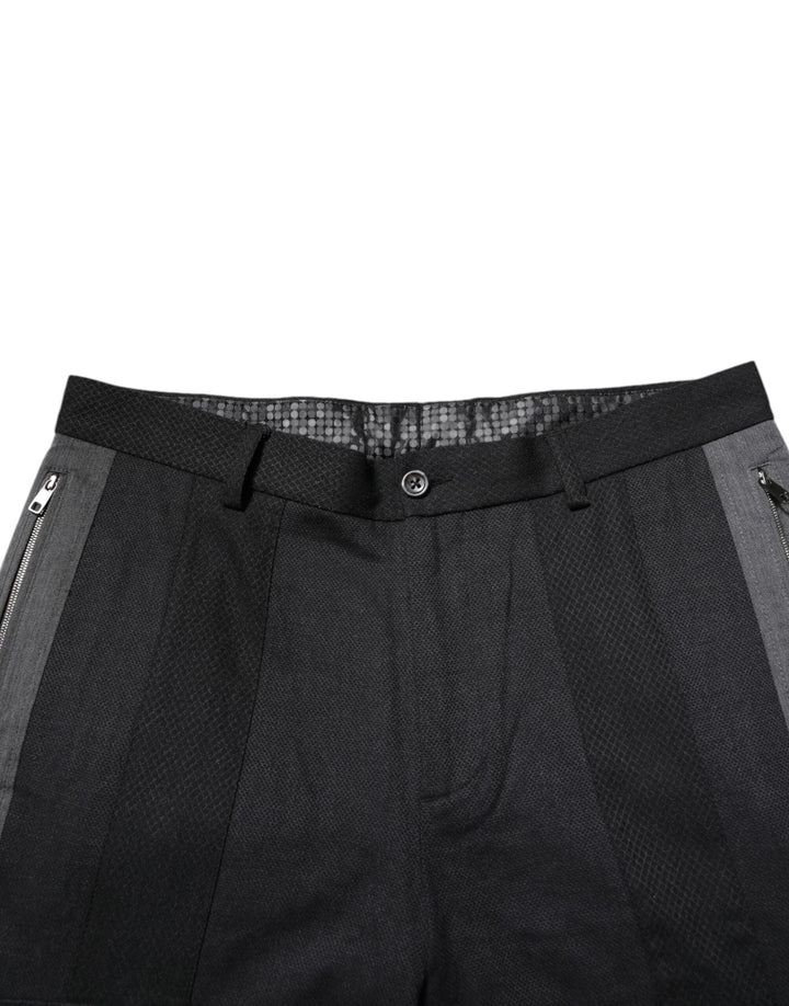 Men’s Dolce &amp; Gabbana Black Gray Cotton Dress Formal Trouser Pants