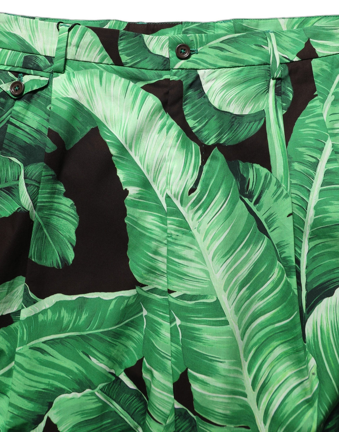 Men’s Dolce &amp; Gabbana Black Green Banana Leaf Men Bermuda Shorts
