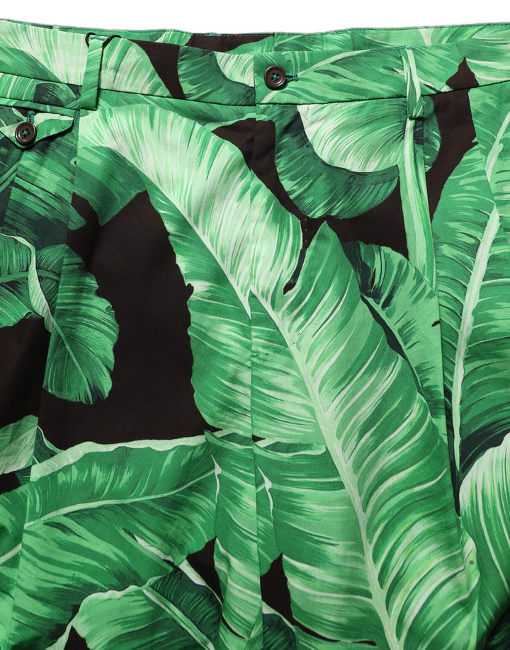 Men’s Dolce &amp; Gabbana Black Green Banana Leaf Men Bermuda Shorts