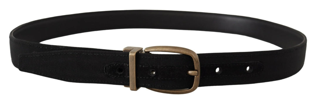 Dolce &amp; Gabbana Black Grosgrain Leather Bronze Metal Belt