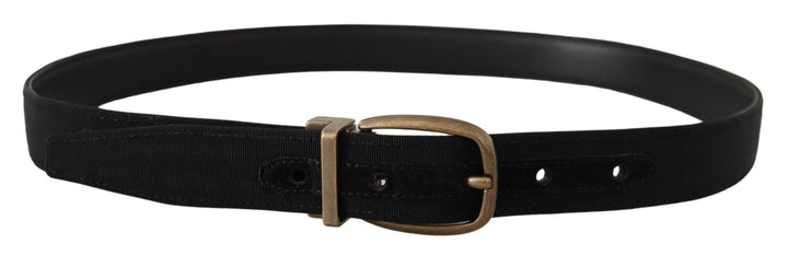 Dolce &amp; Gabbana Black Grosgrain Leather Bronze Metal Belt