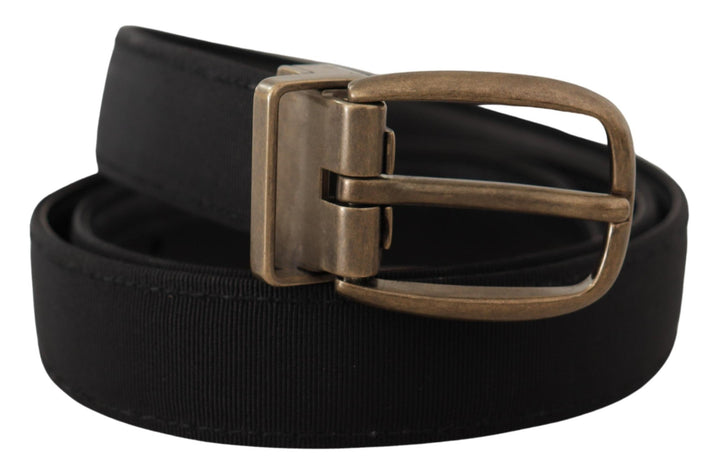 Dolce &amp; Gabbana Black Grosgrain Leather Bronze Metal Belt