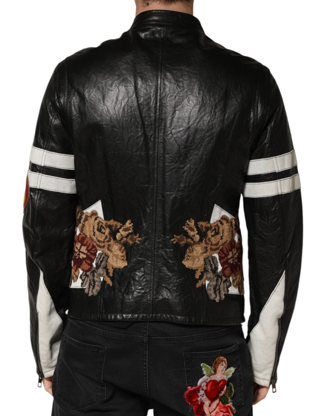 Men’s Dolce &amp; Gabbana Black Guns N’ Roses Fullzip Men Biker Jacket