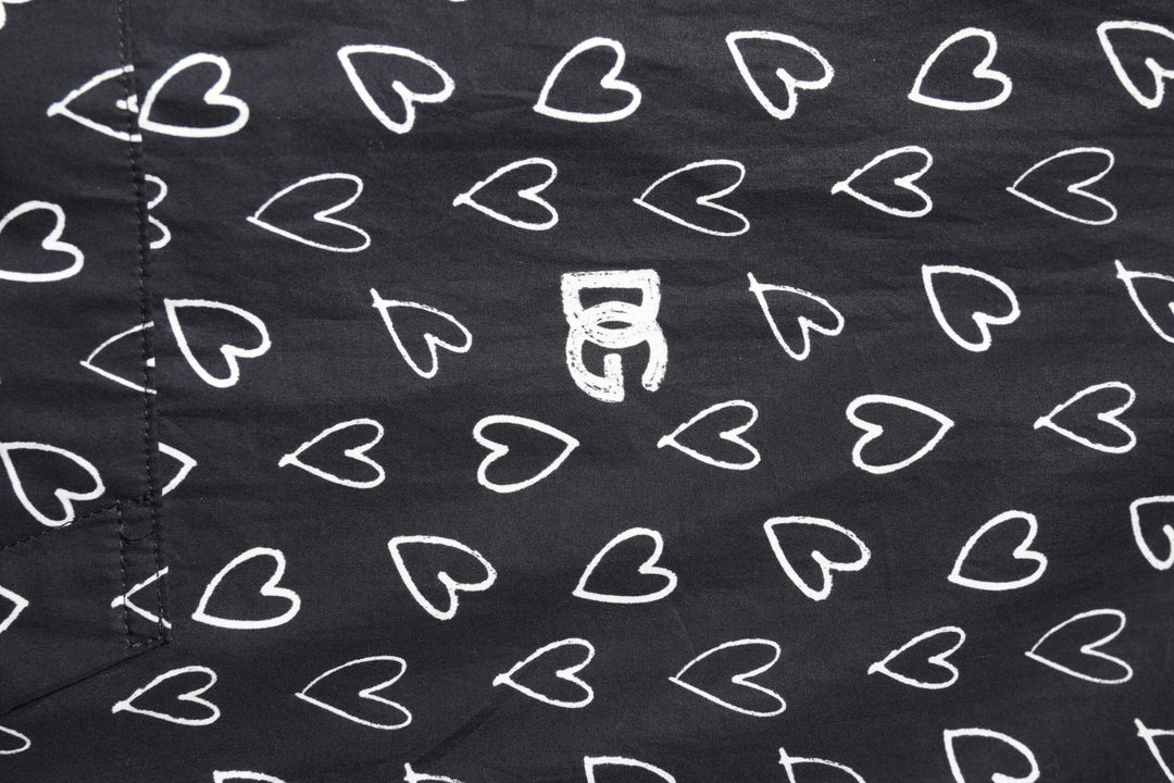 Men’s Dolce &amp; Gabbana Black Heart Print Hooded Windbreaker Jacket