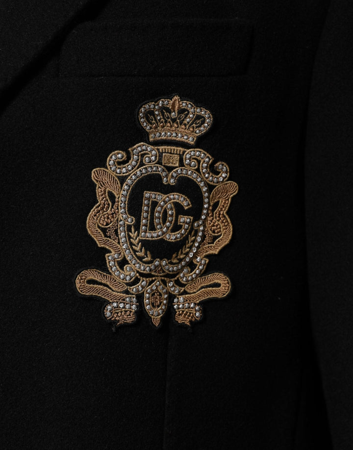 Men’s Dolce &amp; Gabbana Black Heraldic Patch Single Breasted Blazer Jacket