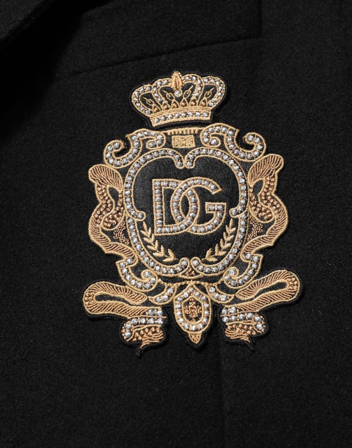 Men’s Dolce &amp; Gabbana Black Heraldic Patch Single Breasted Blazer Jacket