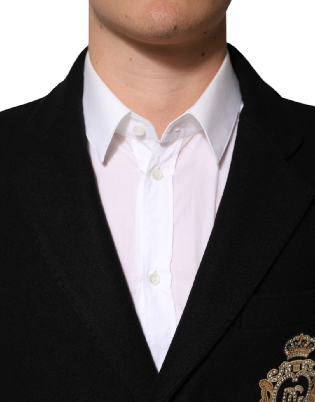 Men’s Dolce &amp; Gabbana Black Heraldic Patch Single Breasted Blazer Jacket