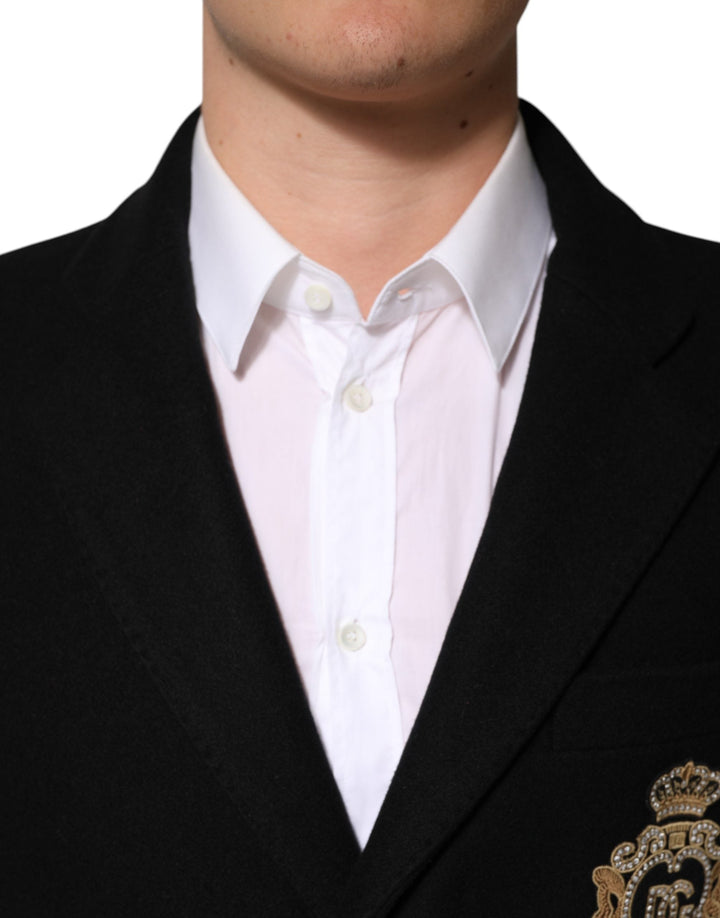 Men’s Dolce &amp; Gabbana Black Heraldic Patch Single Breasted Blazer Jacket