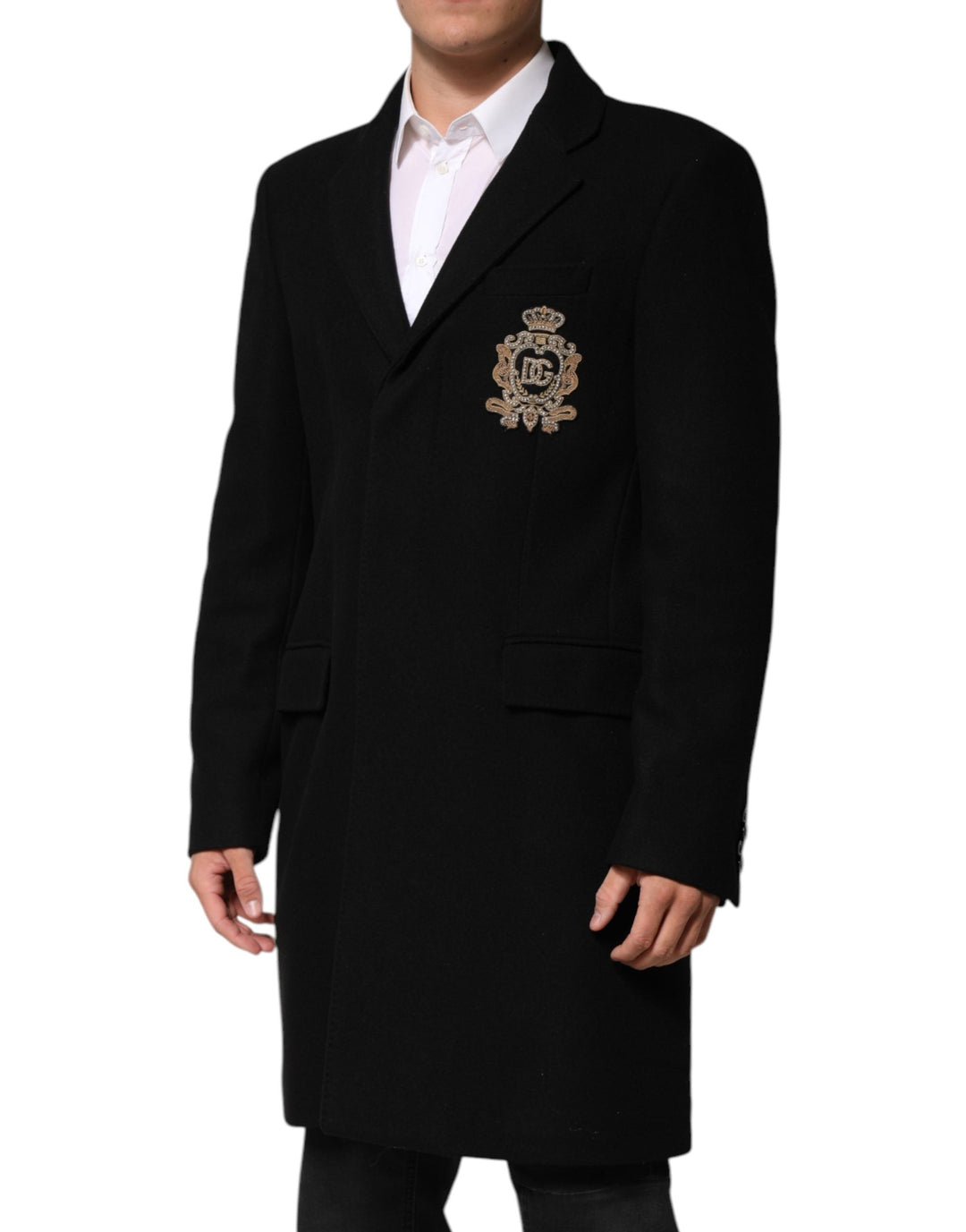 Men’s Dolce &amp; Gabbana Black Heraldic Patch Single Breasted Blazer Jacket