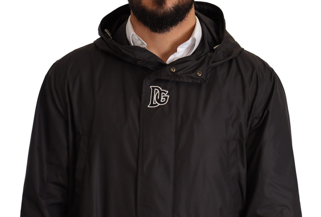 Men’s Dolce &amp; Gabbana Black Hooded Mens Trench Coat Jacket