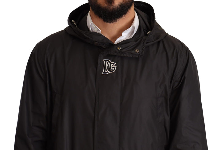 Men’s Dolce &amp; Gabbana Black Hooded Mens Trench Coat Jacket