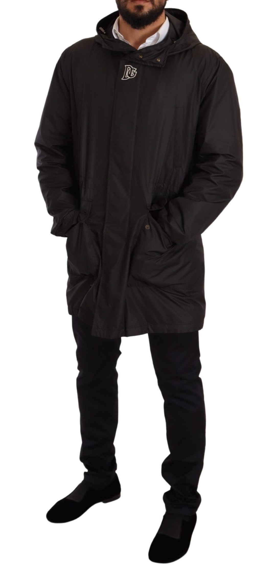 Men’s Dolce &amp; Gabbana Black Hooded Mens Trench Coat Jacket
