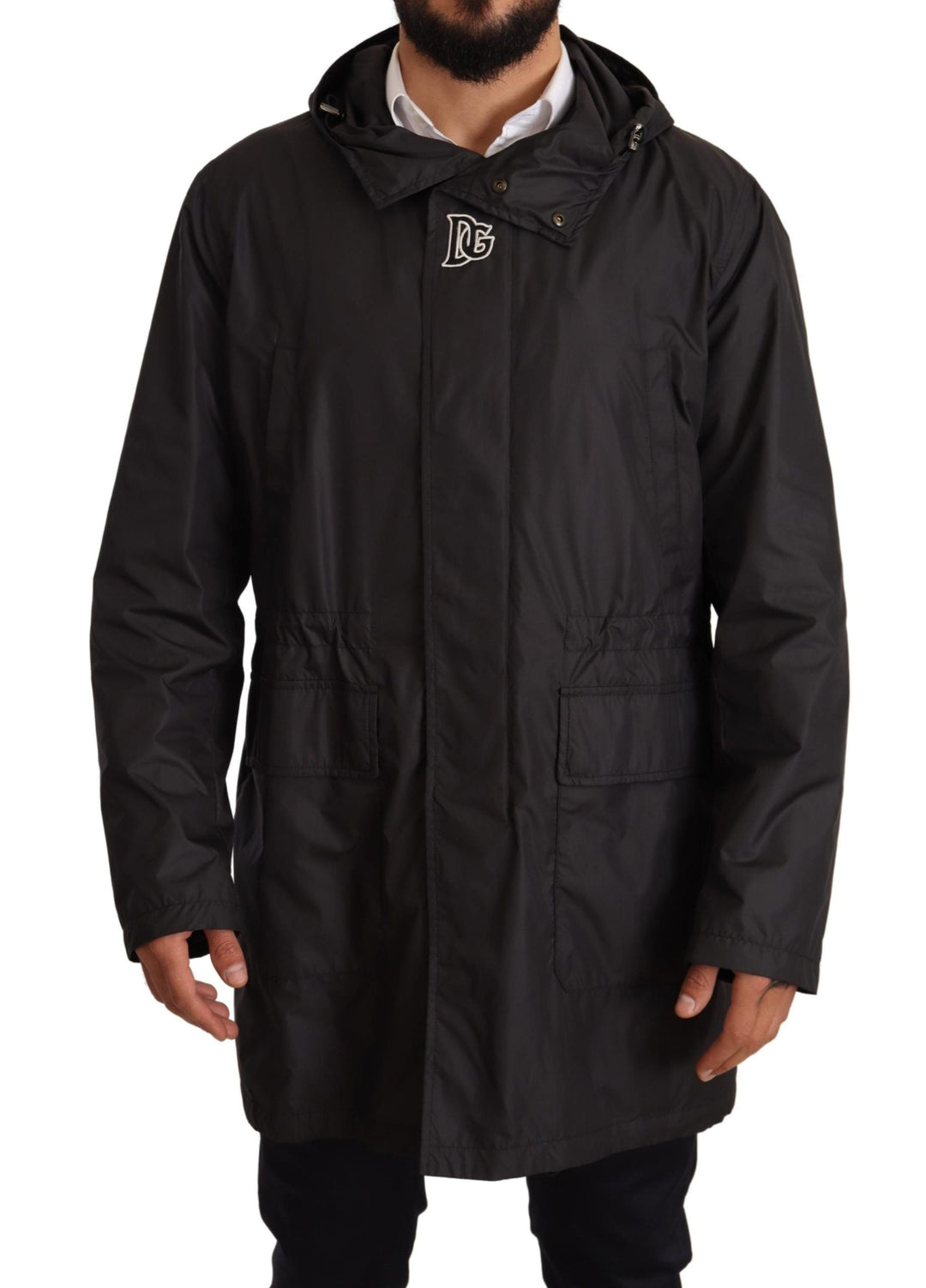Men’s Dolce &amp; Gabbana Black Hooded Mens Trench Coat Jacket