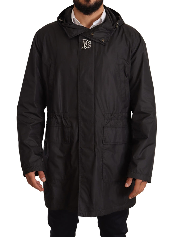 Men’s Dolce &amp; Gabbana Black Hooded Mens Trench Coat Jacket