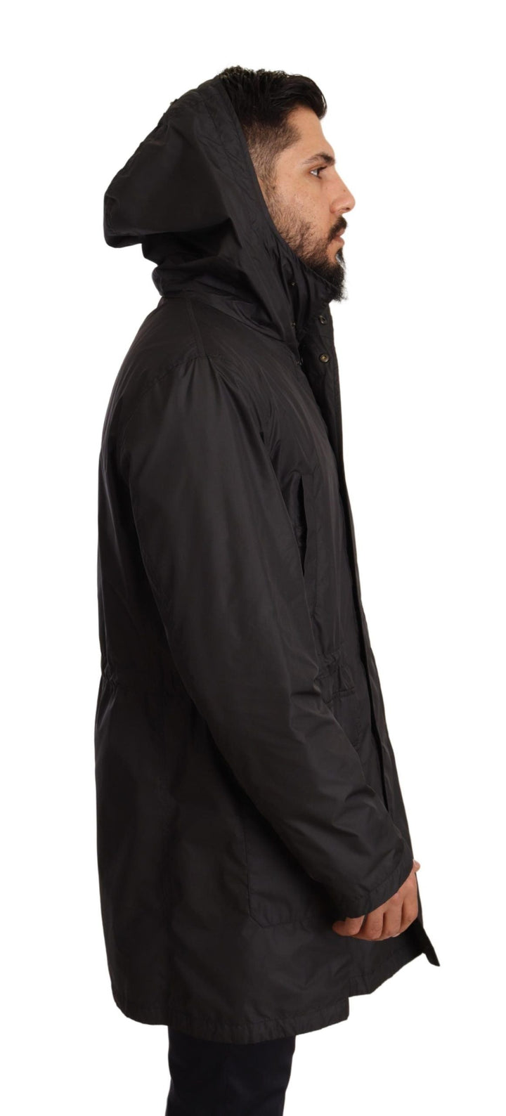 Men’s Dolce &amp; Gabbana Black Hooded Mens Trench Coat Jacket