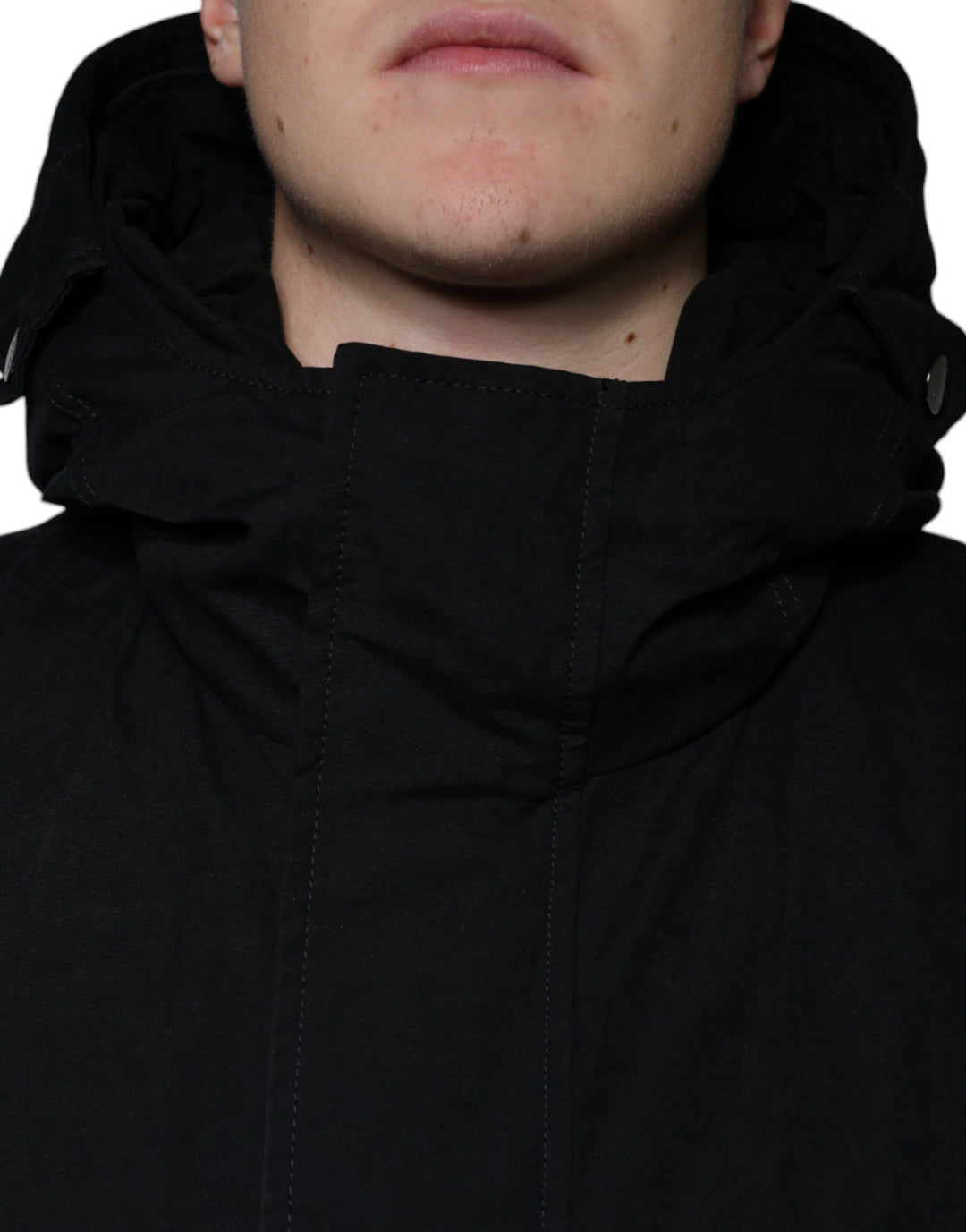 Men’s Dolce &amp; Gabbana Black Hooded Parka Cotton Trench Coat Jacket
