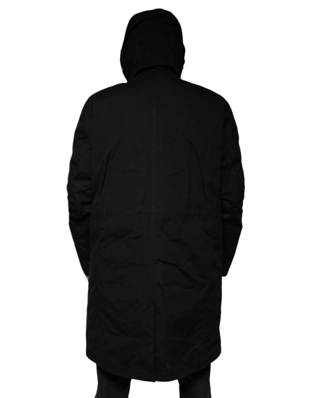 Men’s Dolce &amp; Gabbana Black Hooded Parka Cotton Trench Coat Jacket