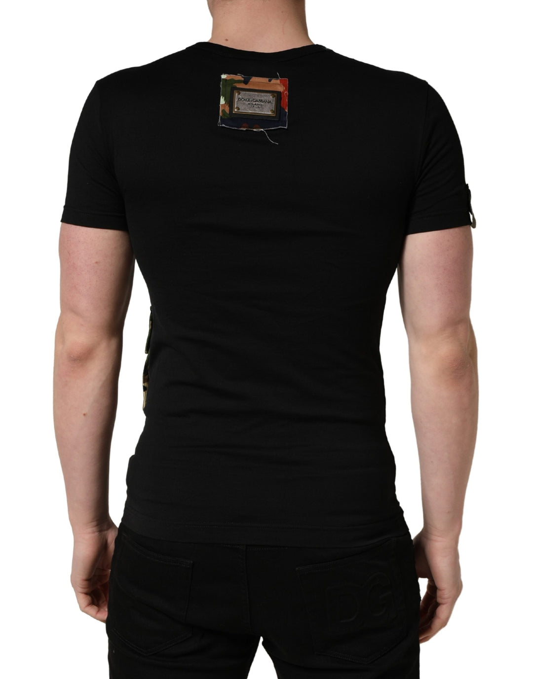 Dolce &amp; Gabbana Black Italians do it Better Camo Pocket Men T-shirt