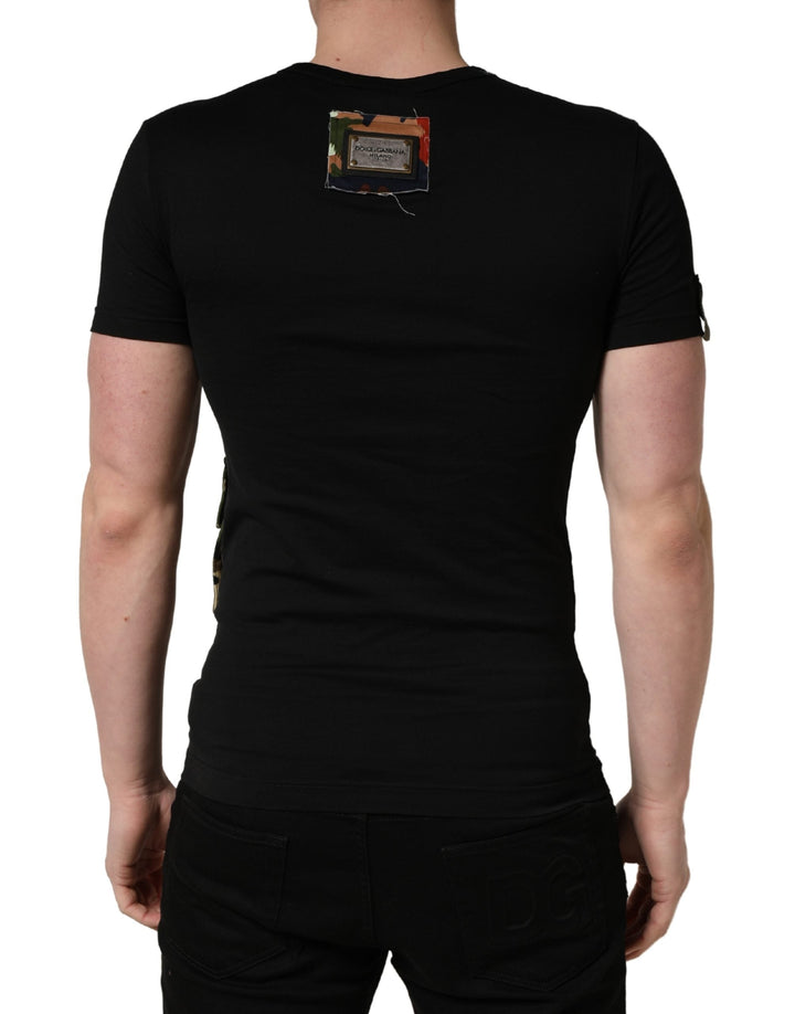 Dolce &amp; Gabbana Black Italians do it Better Camo Pocket Men T-shirt